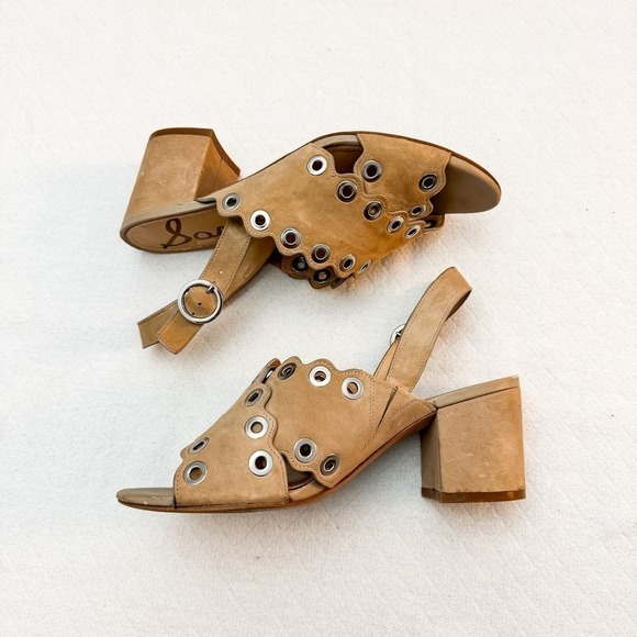 Sam Edelman Seana Eyelet Accented Heel Tan Size 7.5 - Picture 5 of 6